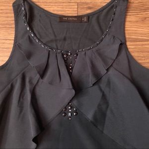 The Limited charcoal grey ruffle tank